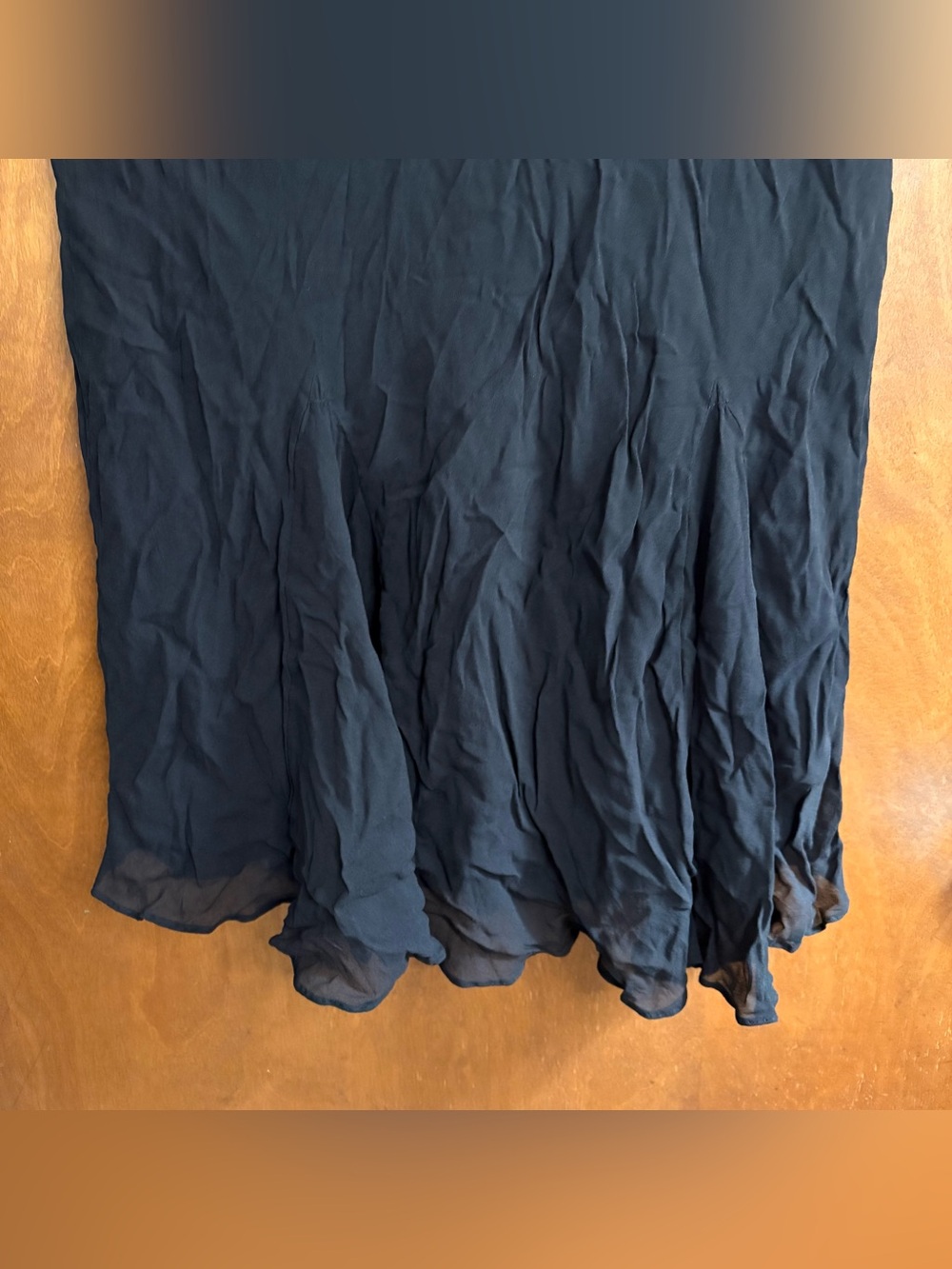 J. Crew Gwyneth Flounce Hem Midi Slip Skirt Black Chiffon XL Goth Fairy Grunge - Picture 7 of 11